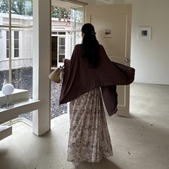 伊莉雅印花吊带网纱连衣裙开衫套装女 秋季时尚懒慵风套装YL25342