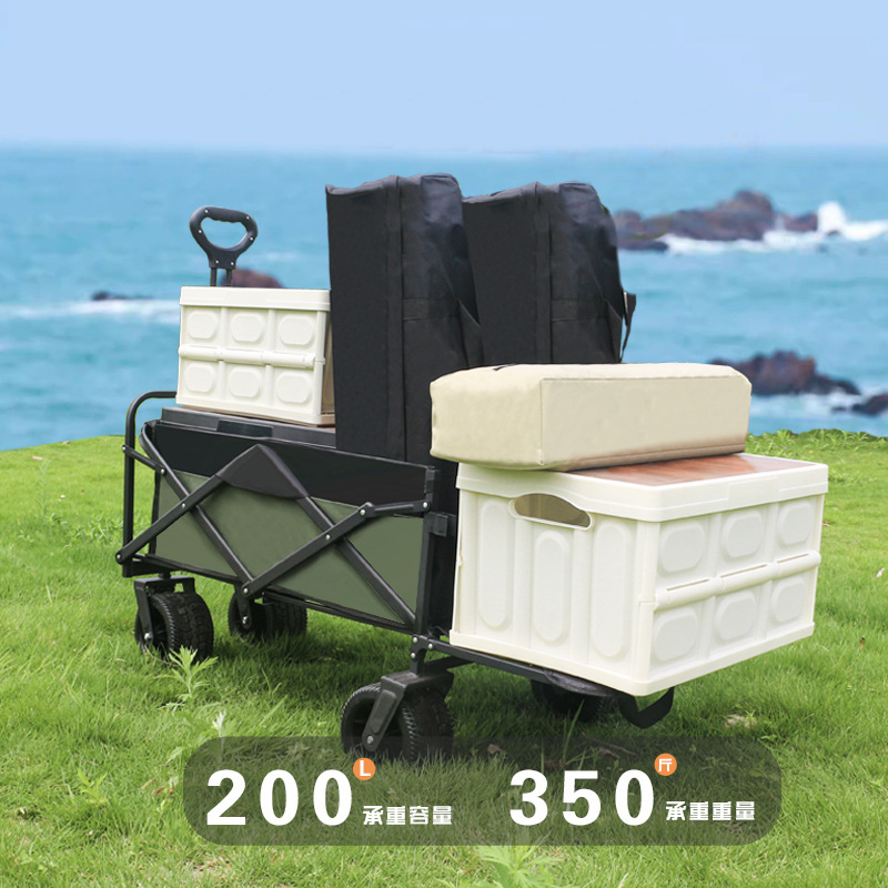 Cross-border outdoor campervan push cart with foldable trailer, stall-style ultra-large pull-type campervan