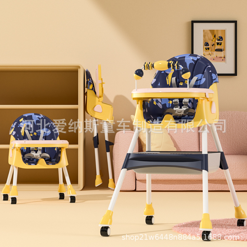 Cross-Border Supply of Baby High Chairs, Multifunctional Foldable Household Movable Children's Seats, Height-Adjustable Chairs