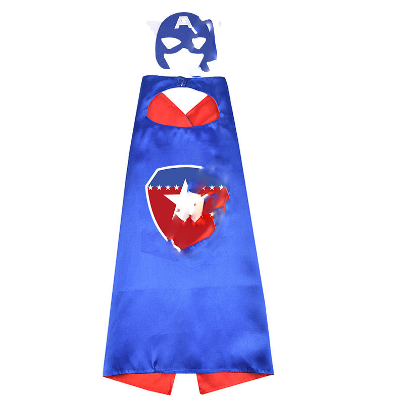 En stock al por mayor de Halloween Capitán América traje Spiderman Iron Man Hulk superhéroe capa niños