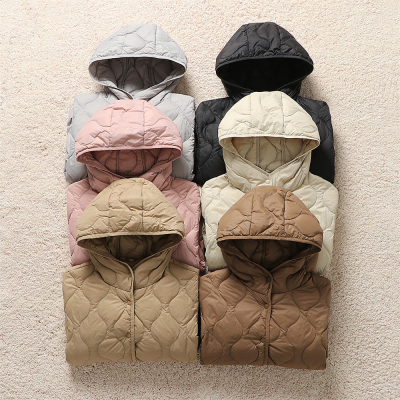 2024 lightweight hooded autumn and winter new gourd short classic down jacket women's outer wear warm loose all-match jacket