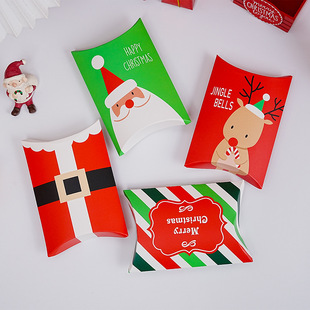 4-style colorful Santa Claus reindeer pillow box nougat carton cookie box baking packaging