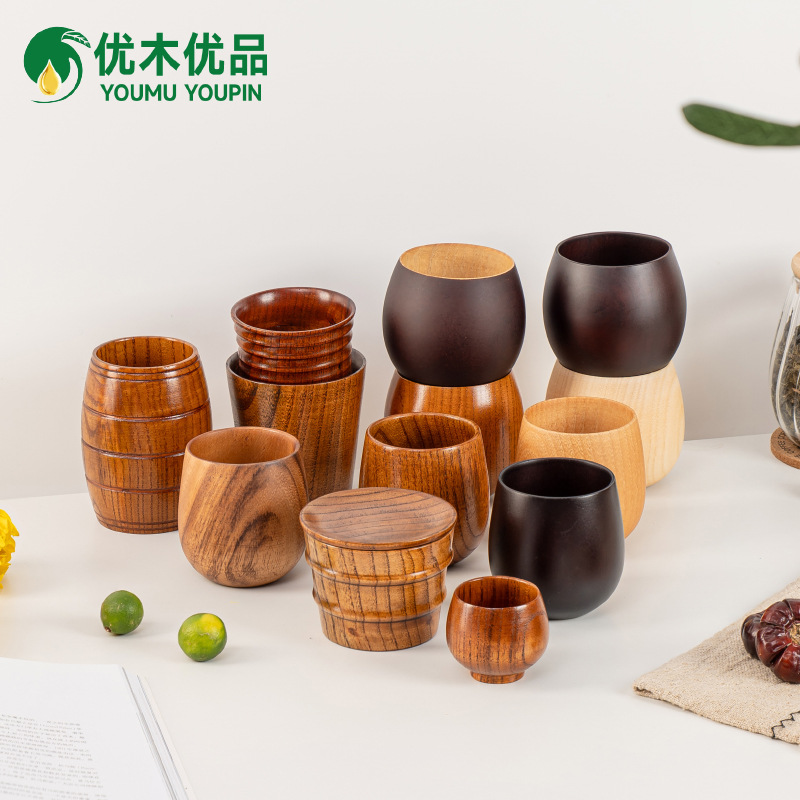 酸枣木大肚杯日式木质复古咖啡杯创意杯子啤酒杯茶杯茶具定制批发