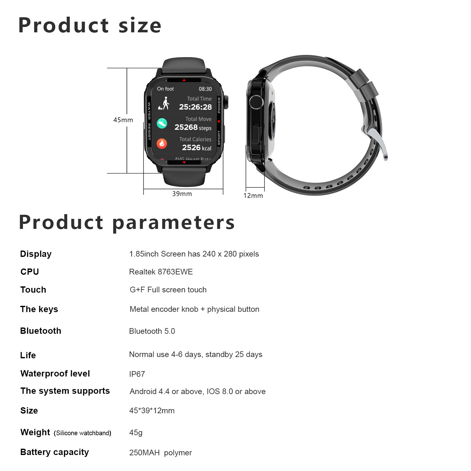G96 Smartwatch-Armband, echte Herzfrequenz, Blutsauerstoffgehalt_voghion.com