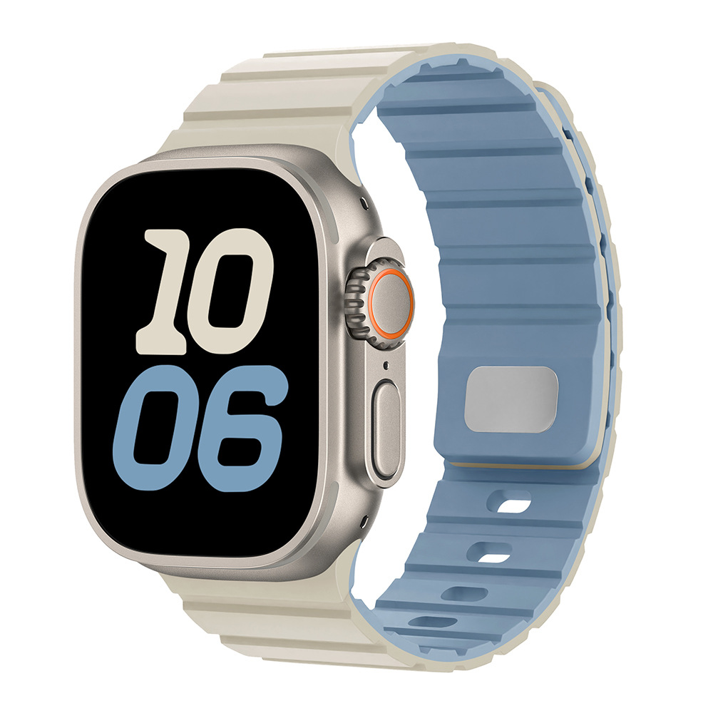 Para Apple Watch10 correa de reloj cuadrada botón magnetic silicona deportiva iWatch9SE hombre y mujer premium