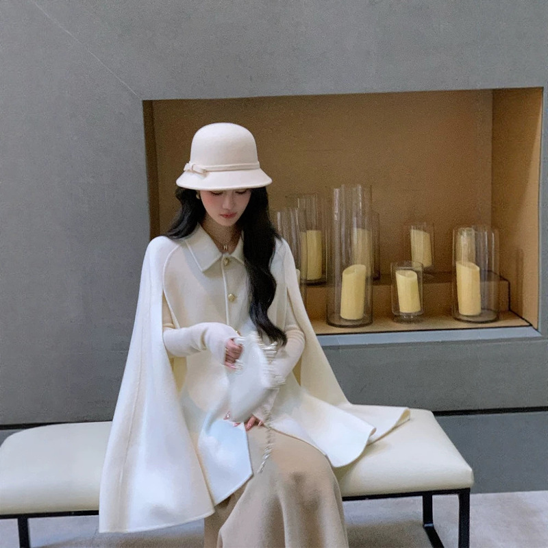 Fur "Tycoon's Heiress" 2026 Double-Sided Wool Coat for Women, High-End Woolen Overcoat, Shawl, Cape Fur "Tycoon's Heiress" 2026 Double-Sided Wool Coat for Women, High-End Woolen Overcoat, Shawl, Cape