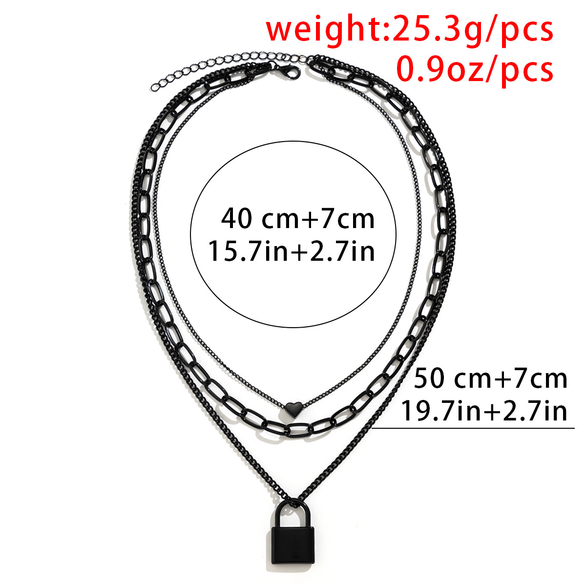 Fashion Punk Black Cross Chain Geometric Heart Lock Shaped Alloy Necklace display picture 1