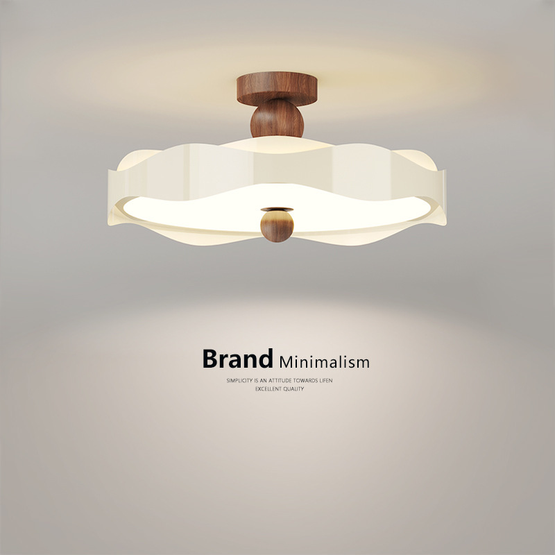 Lámpara de dormitorio medieval francesa estilo crema estilo retro patrón de nuez dormitorio principal lámpara de techo