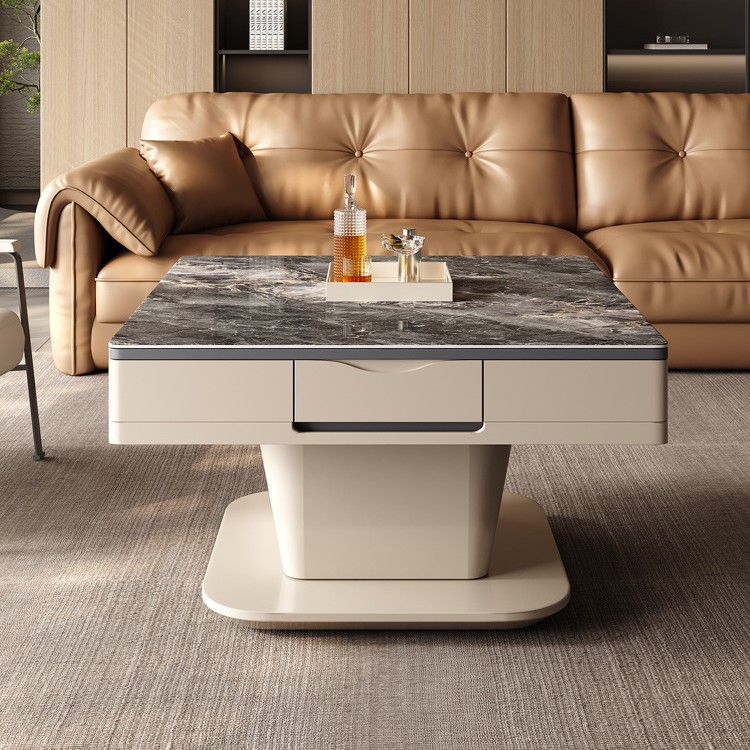 Mesa de centro de elevación multifuncional, placa de roca, mesa de mahjong automática eléctrica, sala de estar integrada, mesa de comedor para el hogar, máquina de mahjong de tres propósitos