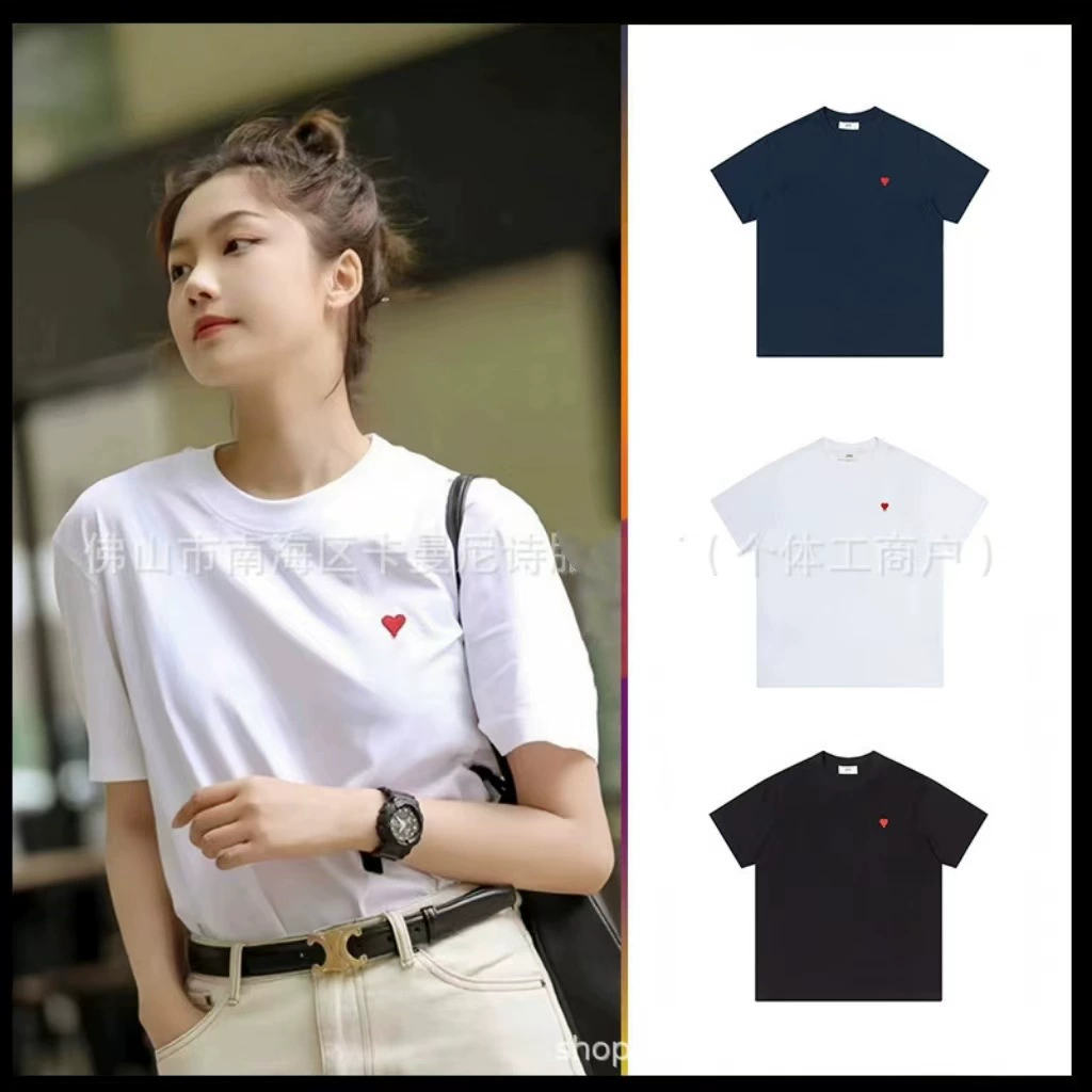 Трансграничные AM * с короткими рукавами хлопчатобумажная вышивка с круглым вырезом