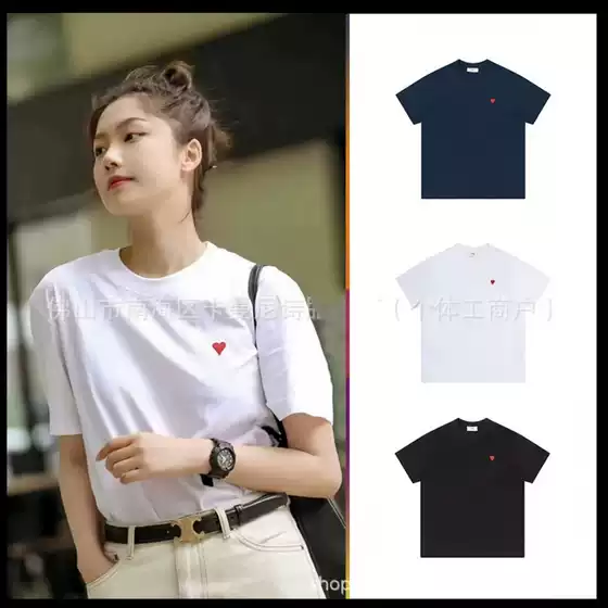 Cross-border AM * short-sleeved cotton embroidered round neck T-shirt summer casual loose sweethearts star with a generation of hair
