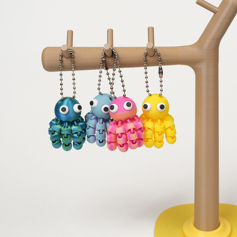 3D Printed Octopus Pendant, Cute Keychain, Multi-Color Movable One-Piece Joint Toy, Childlike Creative Small Pendant