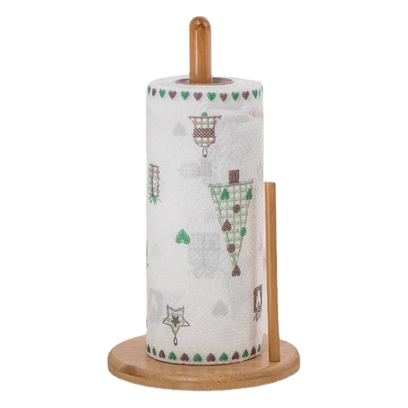 Titular de papel de cocina de bambú largo rollo de madera maciza titular de papel de estilo europeo rollo de papel del hogar estante titular de tejido rollo de papel titular de toalla de papel