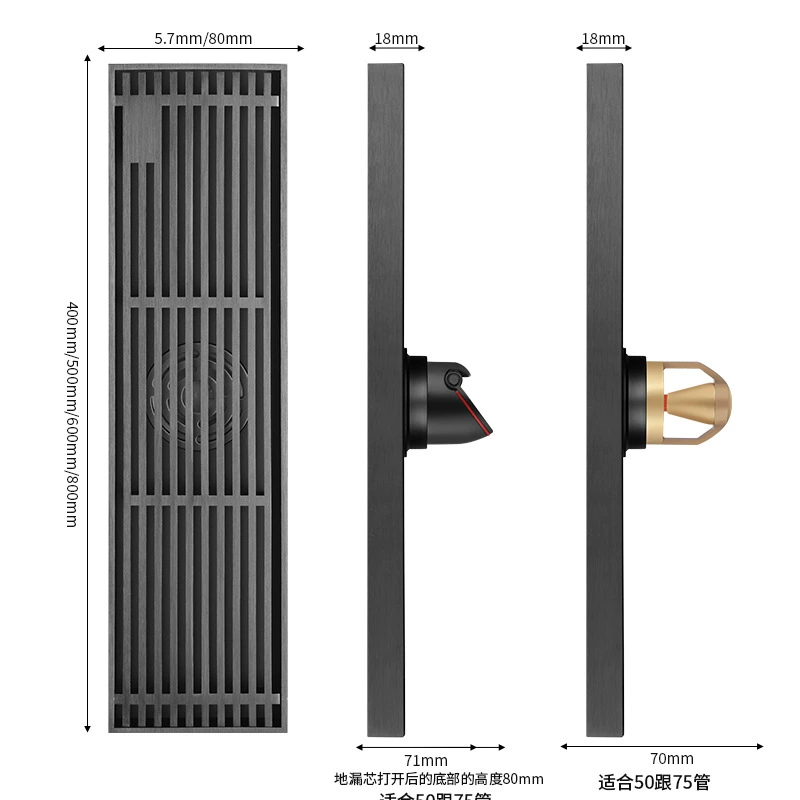 Изготовленная на заказ решетка Длинный Пистолет серый дезодорант слив пола Душ Алмазный Тип 304 нержавеющая сталь боковой ряд барьер свободный слив пола