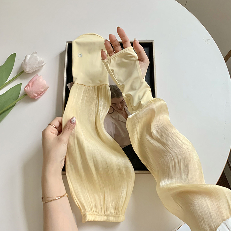 Mangas de hielo, mangas de protección solar, costuras con guantes para los dedos, paseos de verano, versión suelta y alargada, protección fina contra los rayos UV