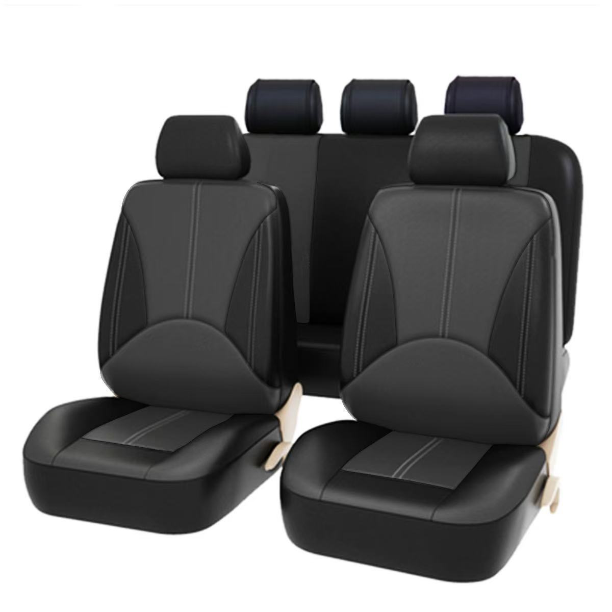 Source Factory Pu Spliced Leather Car Seat Covers for Export, Amazon Cross-Border Exclusive Supply, Universal for Automobiles, Waterproof and Dustproof
