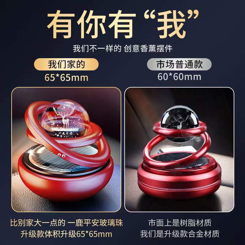 車の香水装飾品ソーラーダブルリングサスペンションハイエンド車クリエイティブハイエンドインテリア装飾センターコンソール|undefined