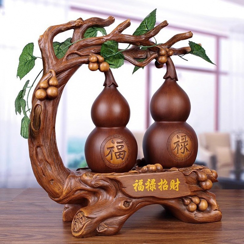 葫芦摆件一对福禄招财客厅酒柜办公室玄关家居摆件设乔迁开业礼品