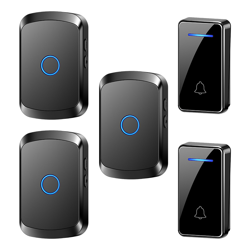 跨境专供 无需电池 自发电家用远距离无线二拖三门铃 美欧英澳规