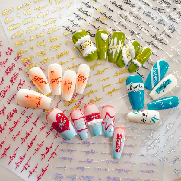 Redanco's new 3D flat ins popular nail art stickers DIY English letter nail stickers accessories DH-1107