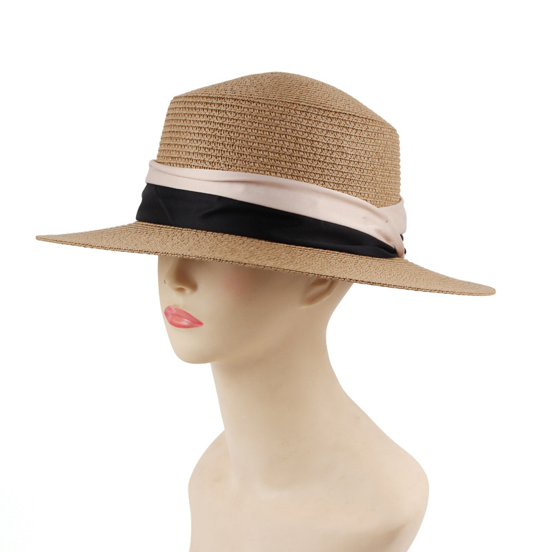 Estilo coreano verano de las mujeres sombrero superior plana cúpula al aire libre sombrero de sol moda ala corta protección solar sombrero de paja Comercio exterior al por mayor
