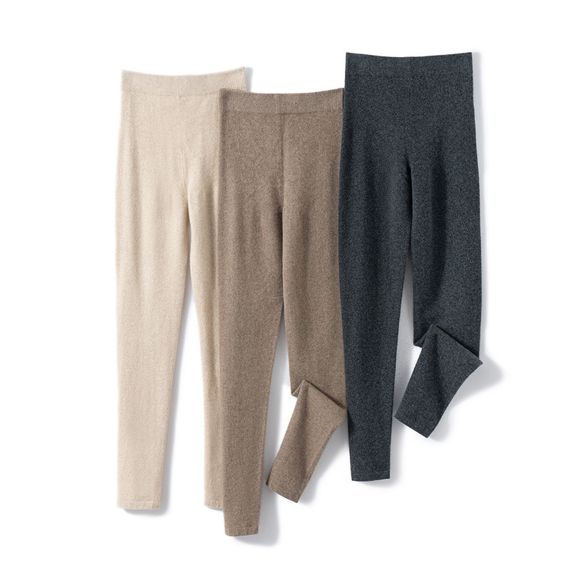2025 Autumn and Winter 100% Pure Cashmere Knitted Leggings for Women, Thick, Slim, Soft and Slim, Tummy-Controlling Inner Pants
