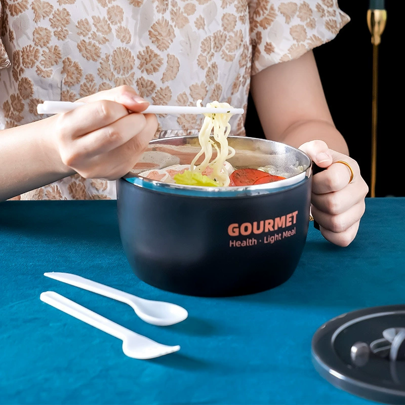 304 чаша с лапшой из нержавеющей стали для студентов корейского стиля миска с лапшой быстрого приготовления портативная коробка для ланч-бокса может быть слит артефакт лапши быстрого приготовления с посудой