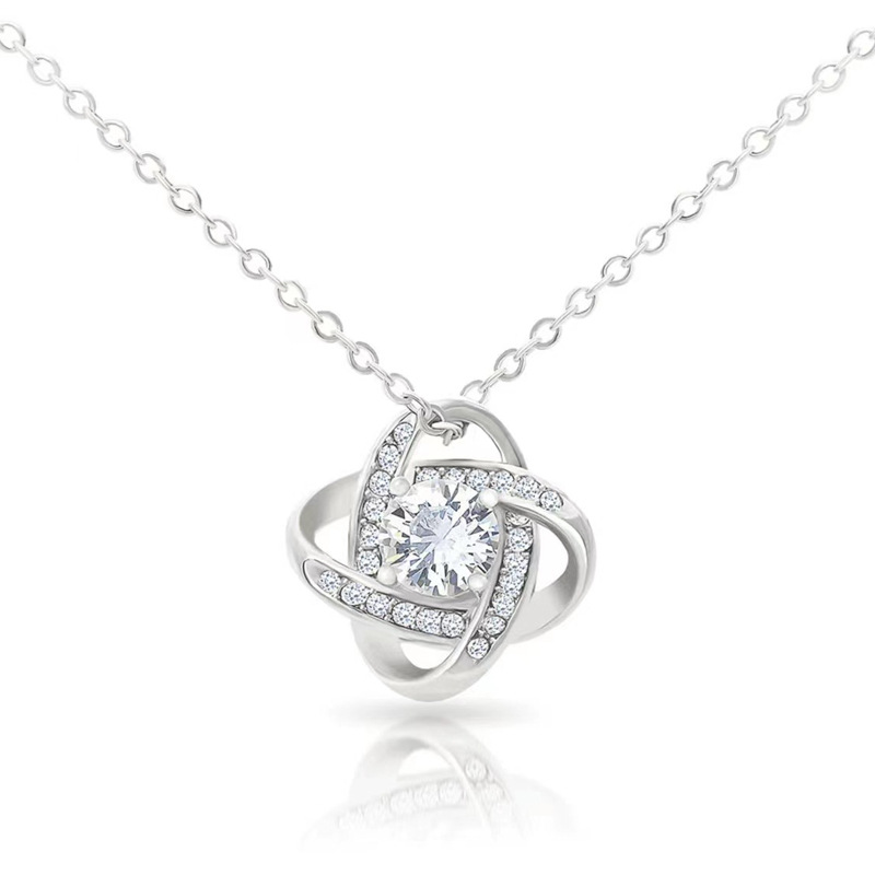 Volldiamant-Anhänger, ewiger Stern, Mutter-Mädchen-Geschenk, Kleeblatt-Halskette_voghion.com