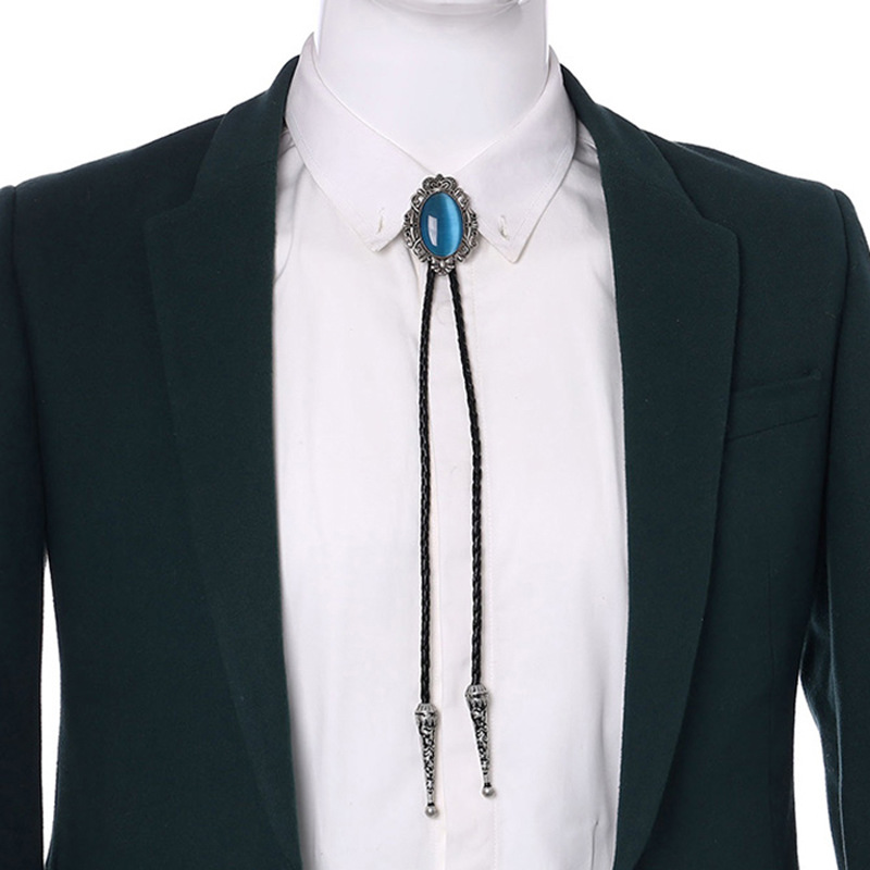 Agate turquoise pendant, denim bow tie, USA 3