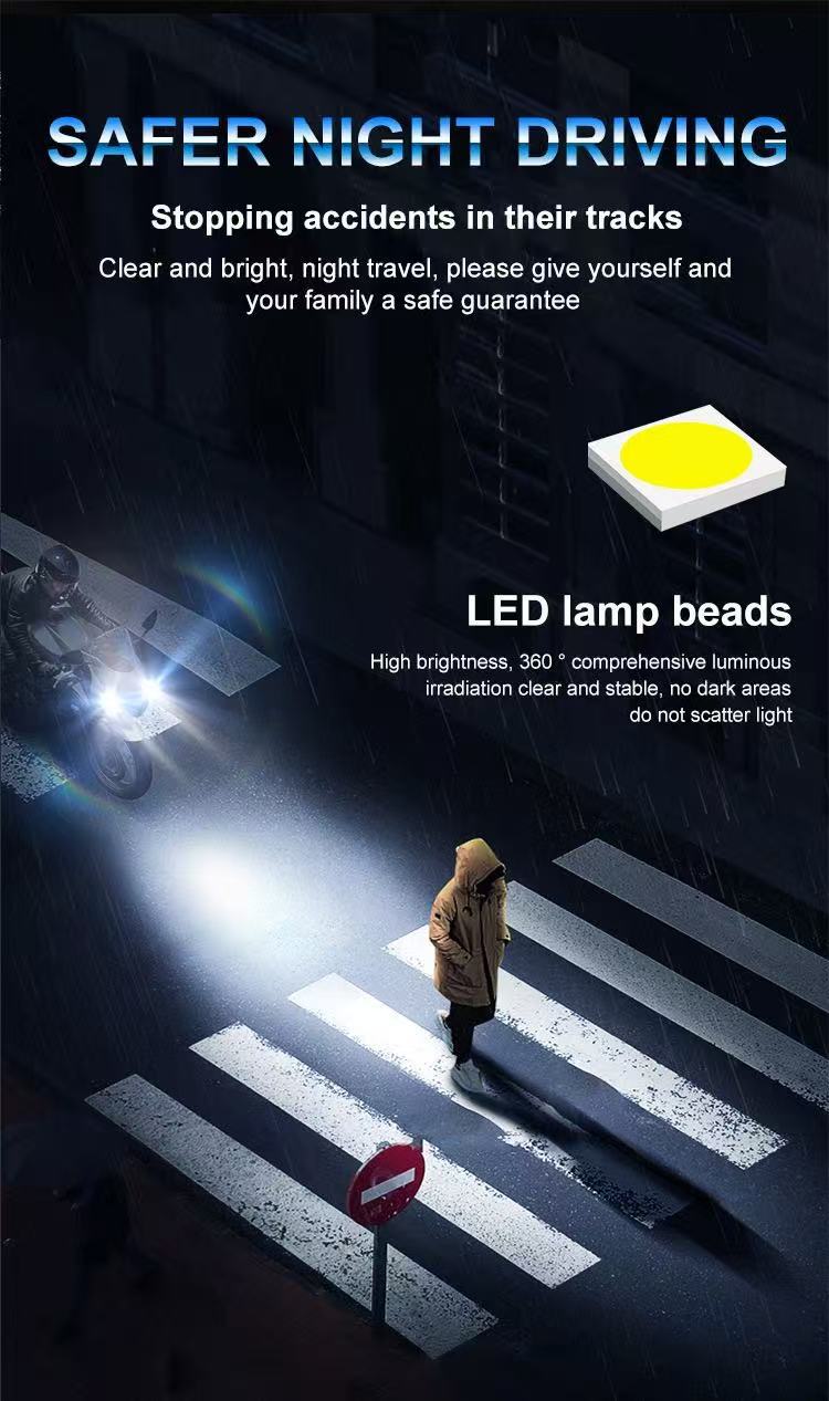 Cross-Border Exclusive Supply of New Led Motorcycle Headlights H4 Ba20D P15D White and Yellow Dual-Color Ultra-Bright Front Headlight Lens