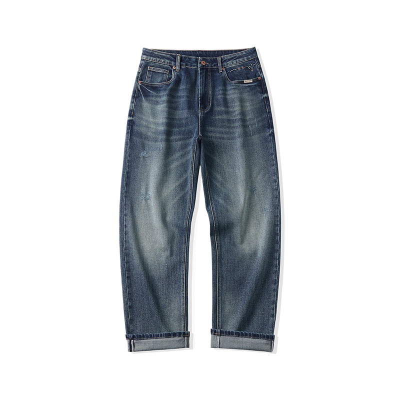Jeans Elásticos Rectos para Hombre de Algodón Casual Diario