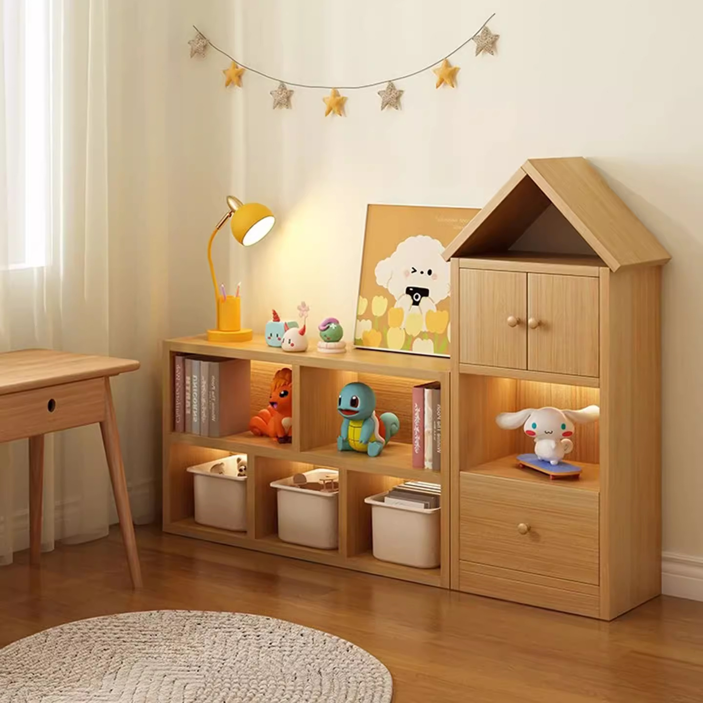Children's Bookshelf Picture Book Storage Rack Bedroom Bedside Toy Reading Cabinet Student Bookcase Floor-Standing Storage Cabinet Storage Rack