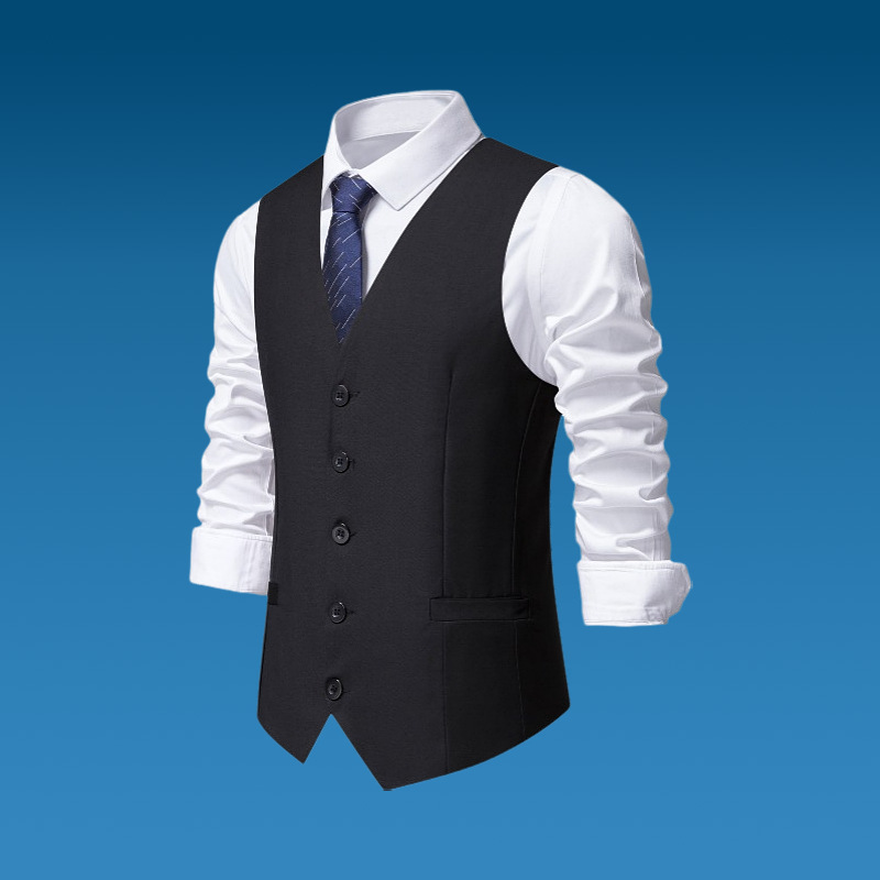 Foreign Trade European Size Men's Suit Vest Men's Single Breasted V-Neck Business Casual Vest Wedding Best Man Dress Vest