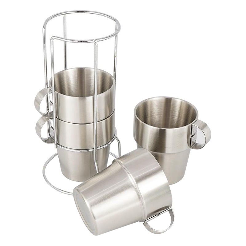 Corea del Sur al aire libre no magnético de acero inoxidable de doble capa taza de 4 piezas conjunto de picnic aislamiento térmico anti-escaldado taza de café taza de cerveza al por mayor