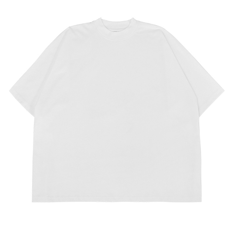 Camiseta de Verano para Hombre, Algodón Grueso de 300G, Marca de Moda, Corte Amplio, Estilo Europeo y Americano, Holgada, Talla Grande, Color Sólido, Media Manga