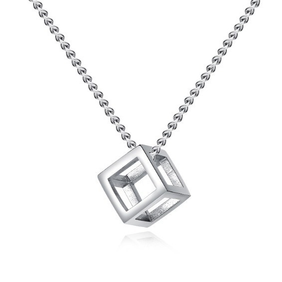 Colgante hueco simple retro europeo y americano, collar para hombres y mujeres, cubo de Rubik cuadrado personalizado, joyería tridimensional simple
