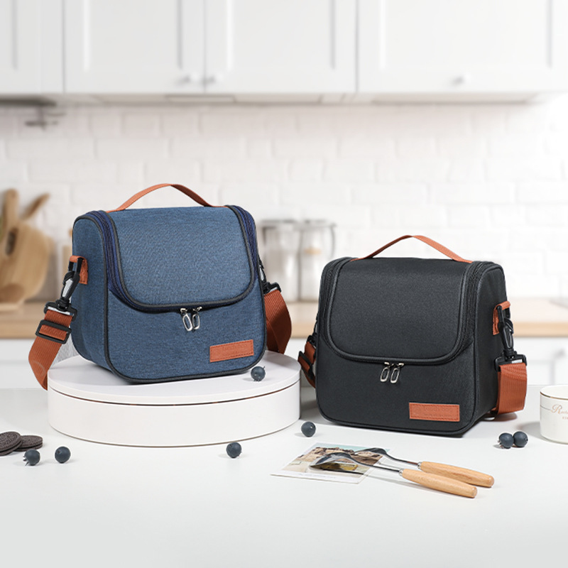 Bolsa aislante engrosada catiónica portátil, bolsa de picnic de aislamiento de papel de aluminio cruzado, bolsa de viaje con comida para el trabajo y la escuela