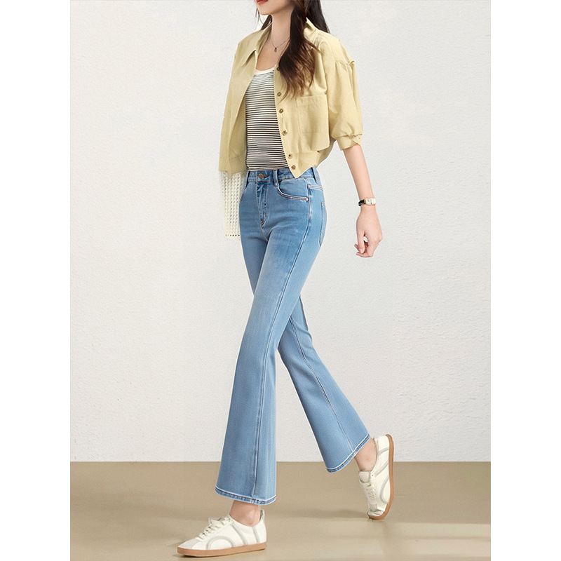 Li Girl's Four-Way Stretch Denim Jeans for Women, Fall 2026, Stretchy, Slimming, Leg-Lengthening, Flared Pants, Slightly Flared Long Pants