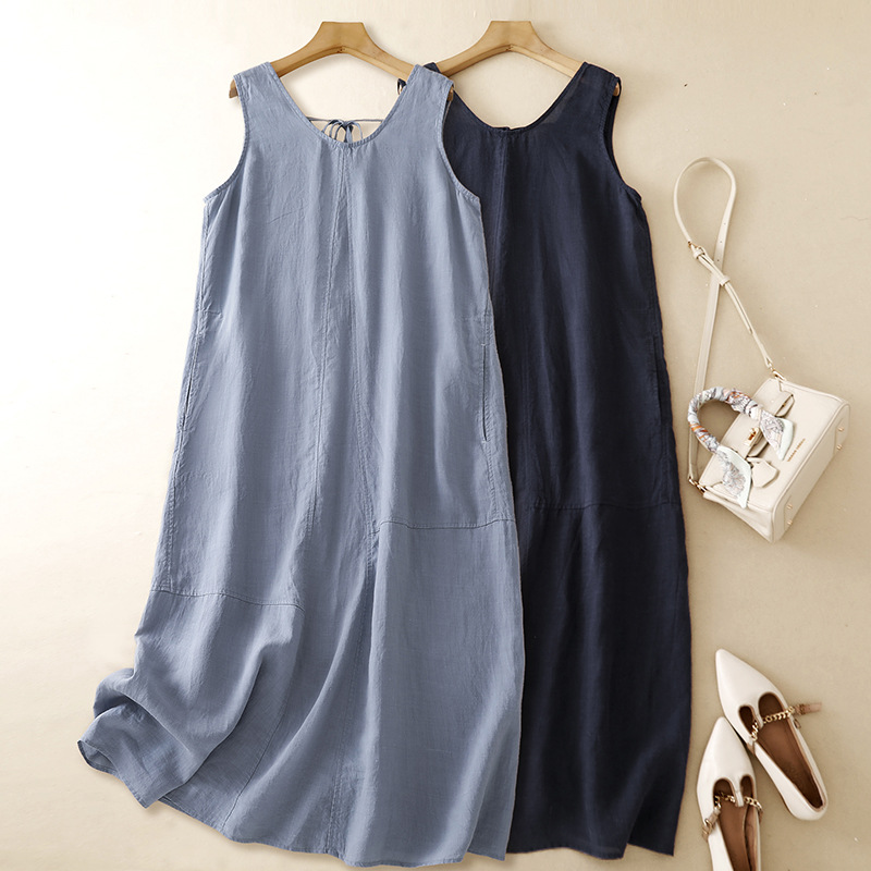 Summer solid color long elegant dress with sleeves for leisure…