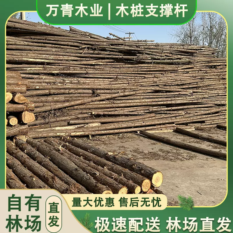 杉木木桩打桩木支撑杆原木实木园林绿化横梁木杆厂家直发