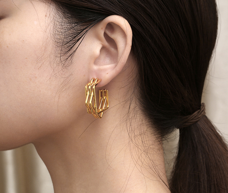 Fashion Geometric Titanium Steel Plating Ear Studs 1 Piece