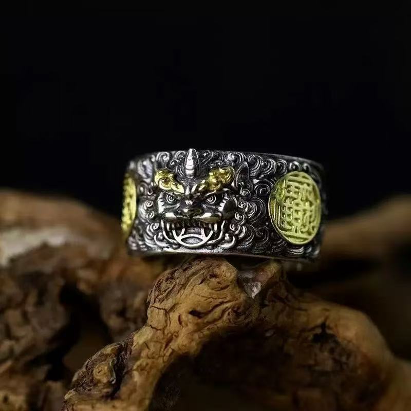 Artistic Chinese Style Pixiu Domineering Ring Retro Chinese Style Personality Ring Fashion Factory Direct Sale for Men