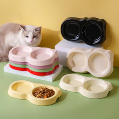 猫用の食事と水飲み用の両用ペットボウル、二重構造のセラミックボウル、ペット用品、大口径のセラミック製の転倒防止フードボウル、猫用ボウル