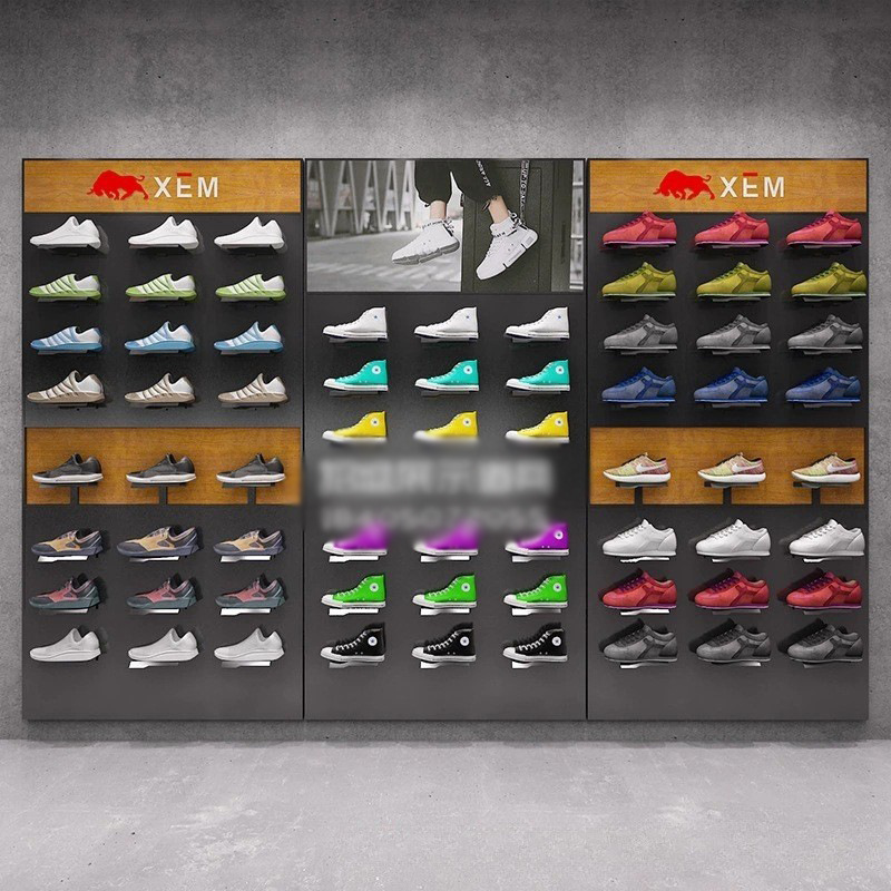 Tienda de ropa estante de exhibición gabinete de exhibición de pared Zapatero tienda de zapatilla de deporte estante centro comercial tienda de zapatos estante de zapatos