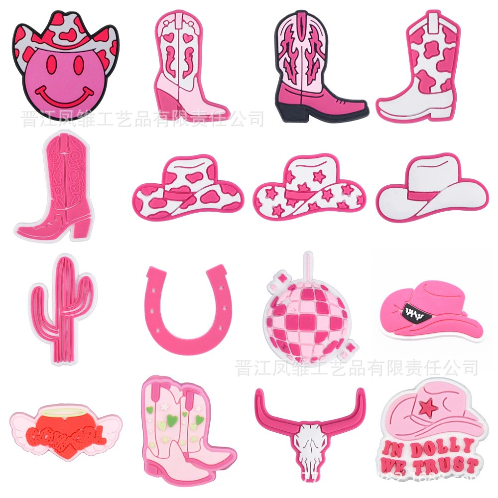 Fuchsia denim shoes, footwear buckle PVC, keychain, accessory, decorations