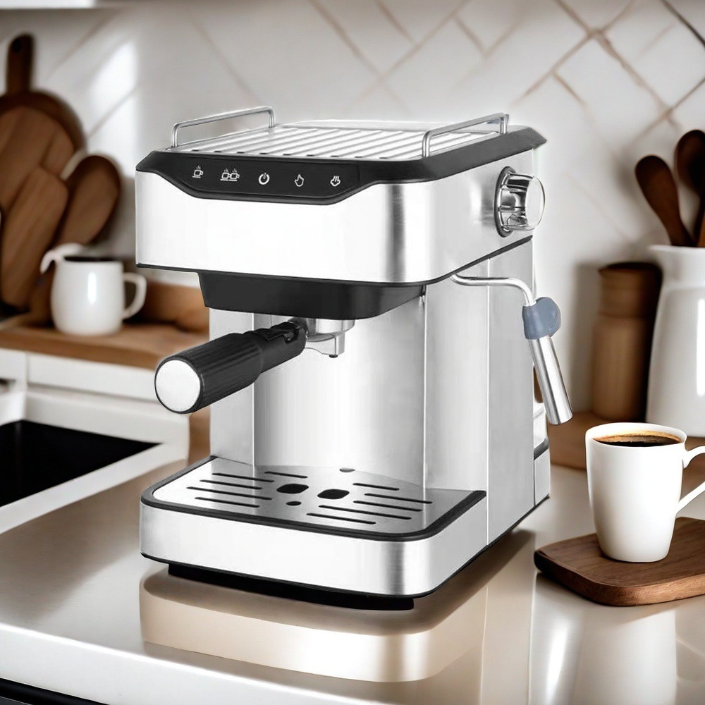 Transfronteriza comercial 15bar semiautomática máquina de café italiana botón de presión de burbuja de leche máquina de café visual