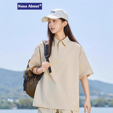 NASA新款美式凉感冰丝POLO衫短袖t恤夏季情侣款宽松潮流休闲T恤衫