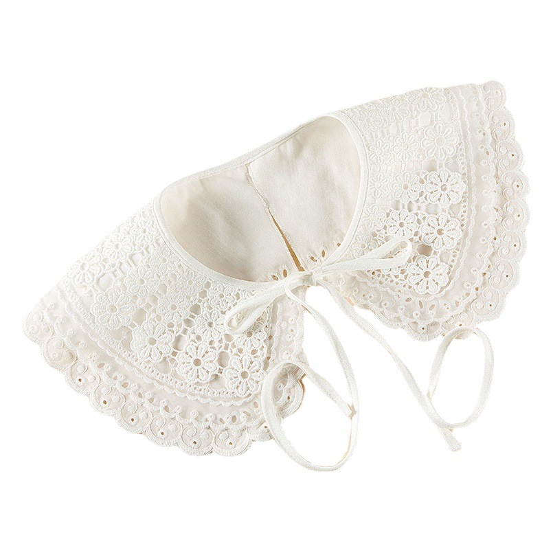 Embroidered Petal Fake Collar Women's Fashion Lace Cloak Hollow Decorative Collar Lace Small Shawl Three-Layer
