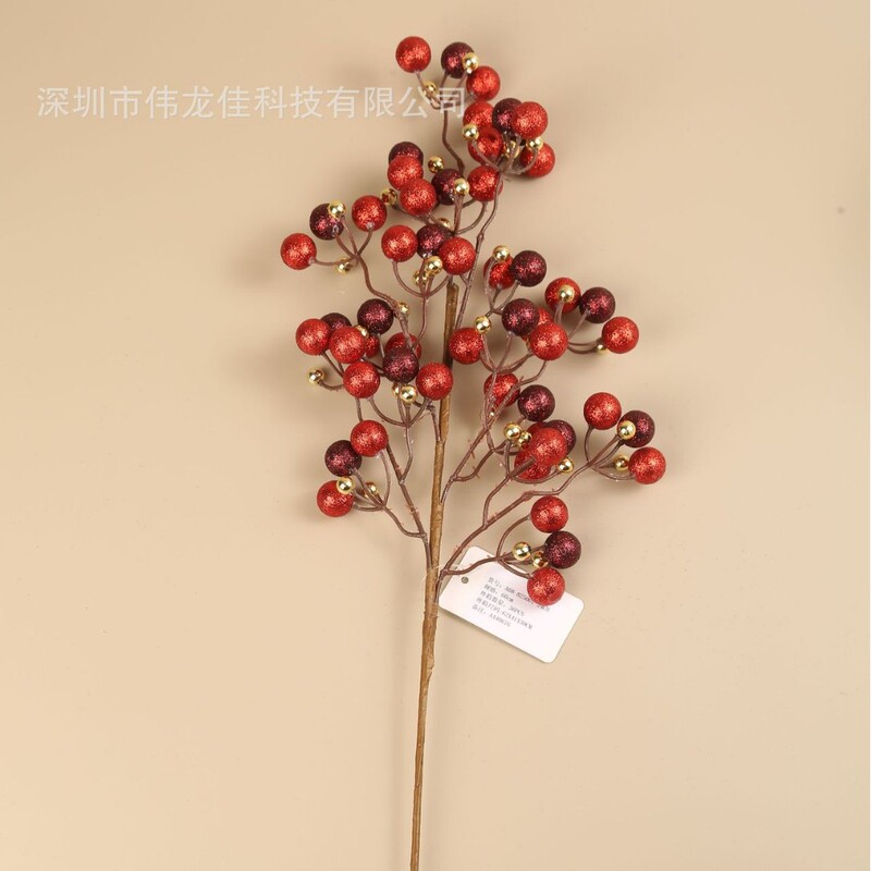 Amazonの新しいクリスマスパーティーアクセサリークリスマスゴールドパウダーグリッターボールビーズ挿し木クリスマス模擬葉|undefined