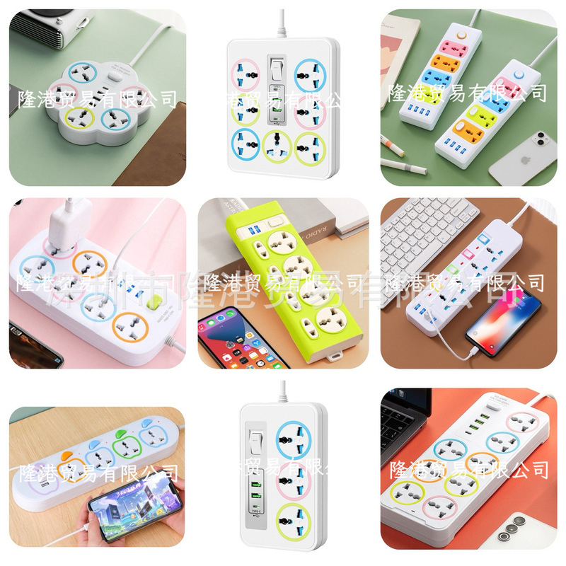 Indonesia, Egypt, Saudi Arabia, Uae, Nepal Colorful Power Strip USB Fast Charging Socket Uk/Eu/Us Standard Plug Indonesia, Egypt, Saudi Arabia, Uae, Nepal Colorful Power Strip USB Fast Charging Socket Uk/Eu/Us Standard Plug